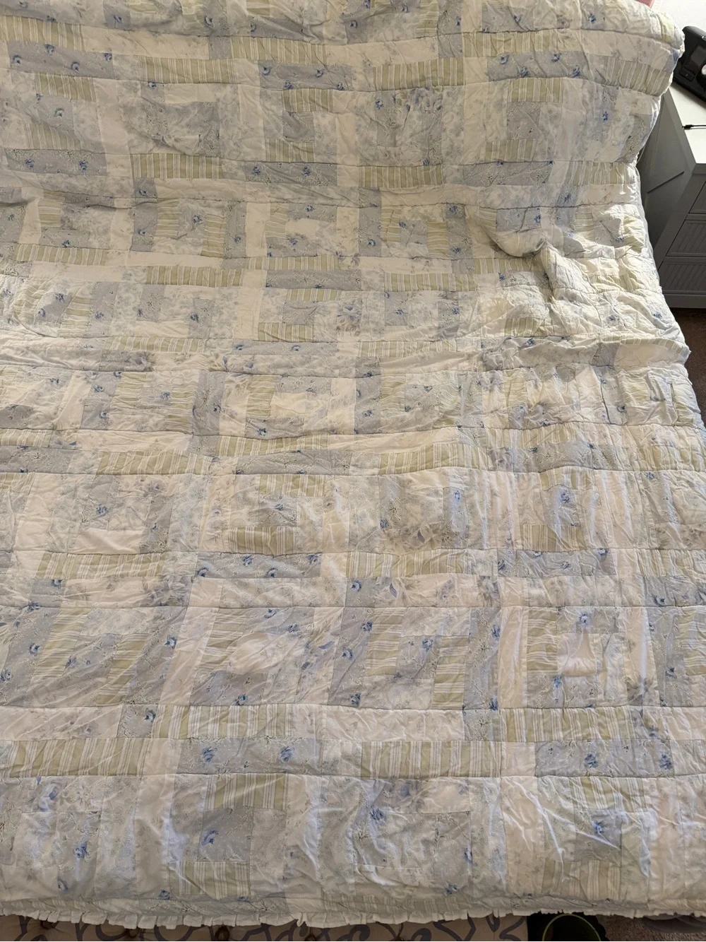 Simply Shabby Chic British Rose RUFFLED Patchwork Quilted FULL/QUEEN Quilt